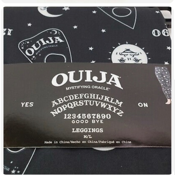 Has to Ouija Mystifying Oracle Leggings Tights  Size L/L Black White Leggings - Picture 1 of 4